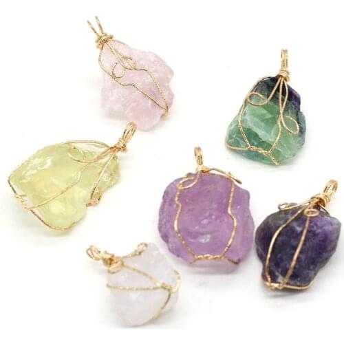 Natural Stone Amethysts Pendants Irregular Rock Quartzs Crystal for Jewelry Making DIY Reiki Heal Earring Necklace Gifts