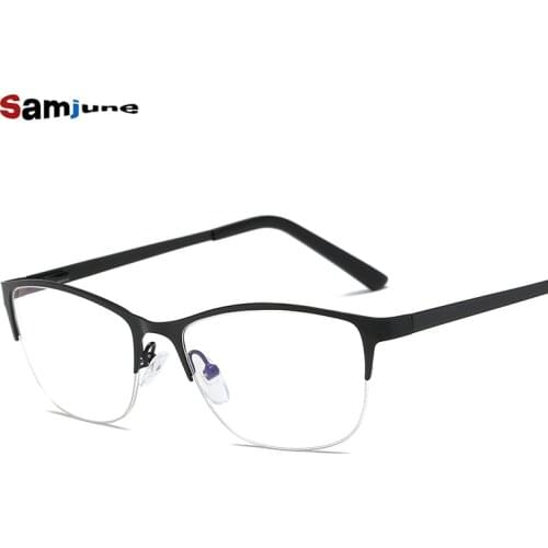 Samjune Women Metal Cat Eye Glasses Frame Brand Designer Fashion Men Clear Lens Eyeglasses eyewear glasses frame for women