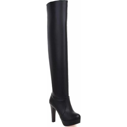 Big Size 9 10 11 12 thigh high boots knee high boots over the knee boots boots women ladies boots Leather waterproof table