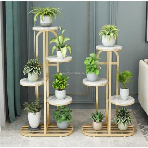 Nordic Iron Art Green Radish Flower Stand Golden Simple Living Room Indoor Bonsai Decoration Stand Floor Multi-layer Rack