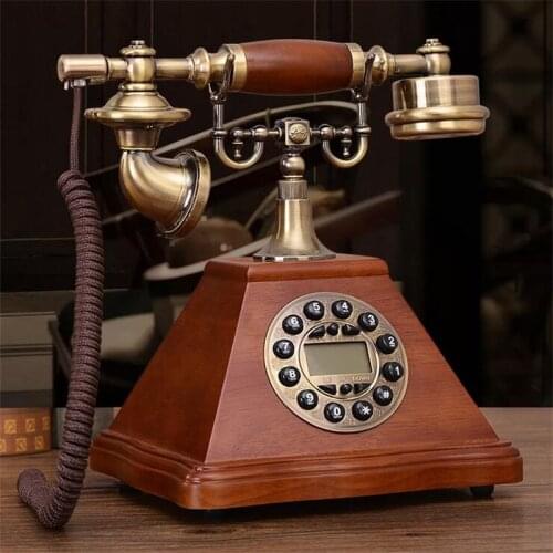 Antique Corded Telephone Resin Fixed Digital Retro Phone Button Dial Vintage Decorative Telephones Landline for Home