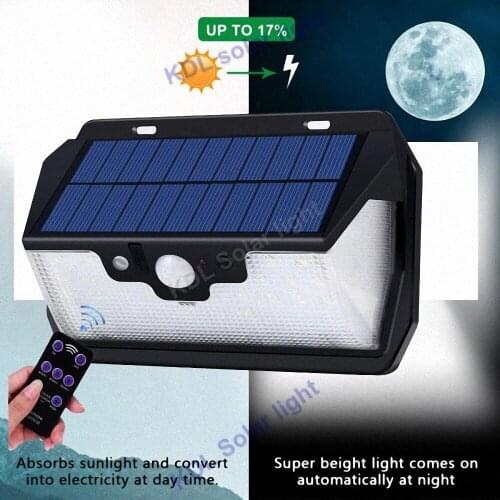 55 LED 900lm Solar Light remote control radar smart 3 side lighting LemonBest Leds Garden Le camp street wall lamp yard g