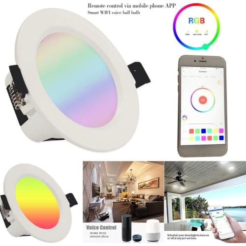 WIFI smart LED Downlight E27 Dimmable RGBCCT 7W led spot 85V-265V Ceiling Lamp Recessed Down Lights Round Panel Light