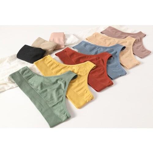 Fan·Sweet Sexy Women Panties Fitness Sports Thong Female Lingerie Underpants Seamless Cotton G-String Underwear Ladies Briefs