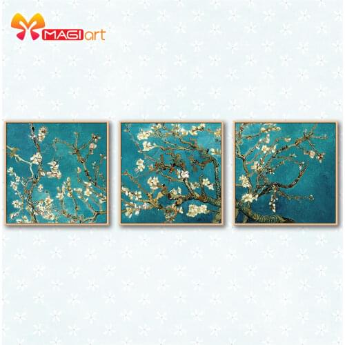 Cross stitch kits Embroidery needlework sets 11CT water soluble canvas patterns 14CT Floral style Blooming brunch-NCMF248