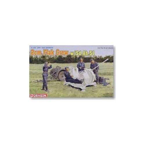 1/35 scale model Dragon 6368 German Air Force 2cm Air defense gun group and Sd.Ah.51 single-axis spare trailer