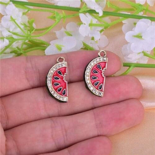10pcs 3D Watermelon Fruit Enamel Metal Charms Earring Bracelet DIY Jewelry Making