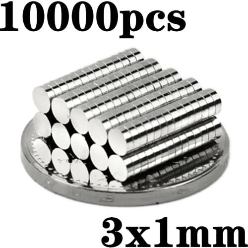 10000pcs Neodymium N35 Dia 3mm X 1mm Strong Magnets Tiny Disc NdFeB Rare Earth For Crafts Models Fridge Sticking magnet 3x1mm