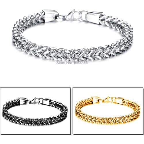 2015 Fashion Choose Hip-hop Women Men Jewelry Figaro Box Curb Chain Bracelet Stainless Steel 6mm 8.8