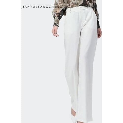 2020 New Spring Women Wide Leg Pants White High Waist Plus Size Suit Pants Fashion All-Match Lady Casual Long Straight Trousers