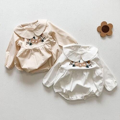 2021 New Autumn Kids Girl Long Sleeve Embroider Rompers Spring Infant Baby Girl Newborn Rompers Clothes Baby Girl Rompers 0-3Yrs