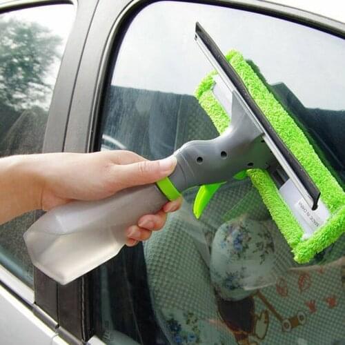 3 In 1 Spray Window Cleaner Wiper Glass Car Rag Microfiber Scraper Broom Clean Home Kitchen Washing Tools Face Cleansing Brush
