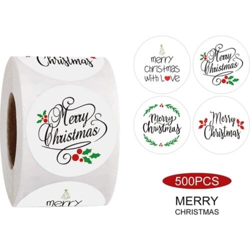 500pcs Merry Christmas Stickers Red Green X'mas 4 Styles Seal Labels for Child Gift Decor Small Shop Product Packaging Sticker