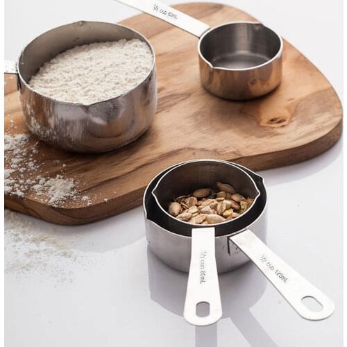 60/80/125/250ml Cake Baking Measuring Spoon Stainless Steel Powder Flour Measuring Cup Teaspoon Kitchen Gadget Tools Accessories