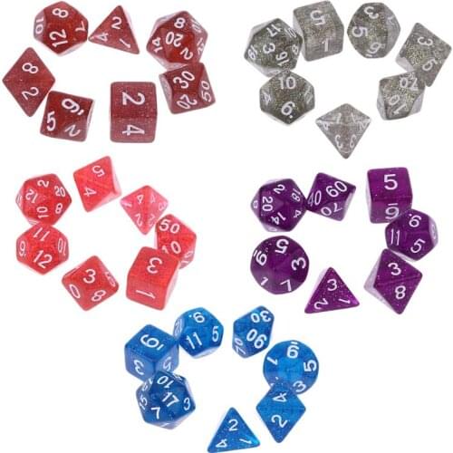 7pcs Sided Dice D4 D6 D8 D10 D12 D20 Dungeons & Dragon D&D RPG Poly Table Board Game Set