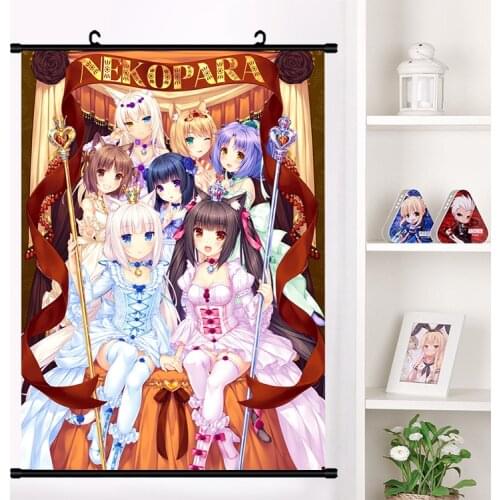 Anime NEKOPARA Neko Para Chocolat Vanilla Sexy Cute Wall Scroll Mural Poster Wall Hanging Poster Otaku Home Decor Collection Art