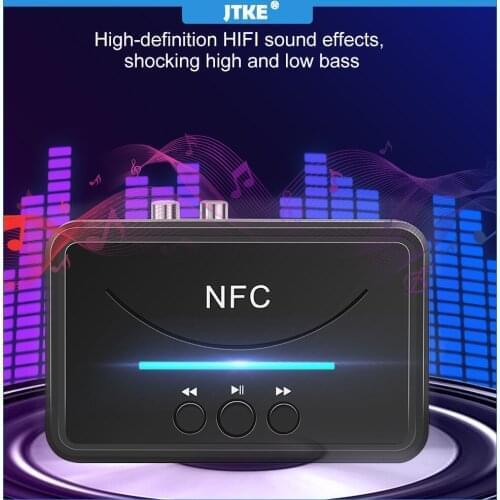 JTKE Wireless NFC Bluetooth 5.0/4.2/4.1/4.0/3.0/2.0/1.0 Receiver 3.5mm AUX HiFi Stereo Audio Adapter For Car Speaker
