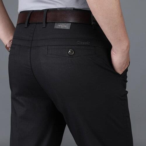 MenS Pants Pant Trousers Casual Classic Mens Motorcycle Fashion High Quality Straight Male Business Length Man New Clothing Men