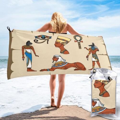 Quick Drying Towel Ancient Egypt Symbols Papyrus Microfiber Camping Hiking Hand Face Towel Outdoor Travel Kits