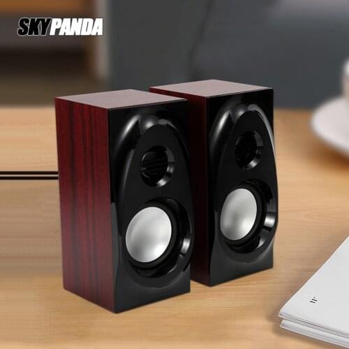 Wooden Desktop Speakers 3.5mm AUX Input USB Power Computer Speakers for Laptop Desktop Phone Audio Loudspeaker