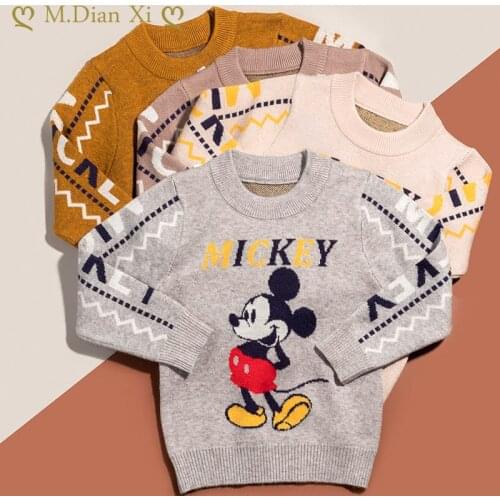 Childrens Wear Childrens Long Sleeve Pullover Sweater Boys 2020 Autumn and Winter New Sweater Baby Round Neck Top Sweater