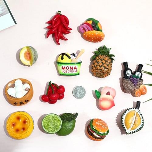 Fridge magnet decorative magnetic Pepper pineapple fruit food pizza peach Cherry ice cream bread refrigerator sticker home decor
