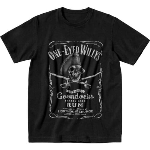 The Goonies One Eyed Willys Rum T Shirt Mens Cotton T-shirt Streetwear Tshirt Short Sleeve Comedy Film Skull Pirate Tee Top
