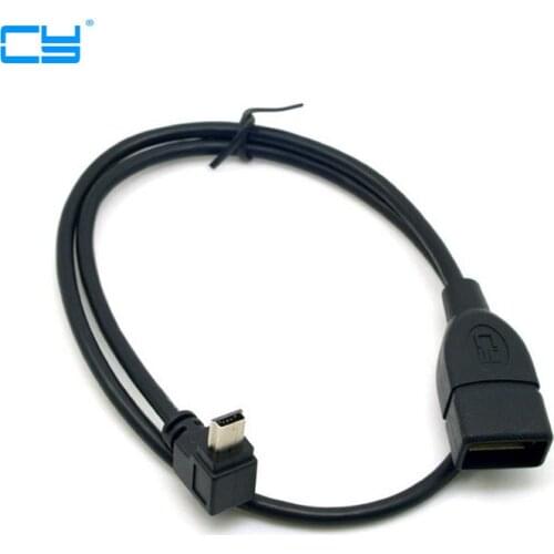90 degree UP Angled USB Mini-B 5Pin Male to USB Female short cable 10cm 50cm use for GPS Car Music