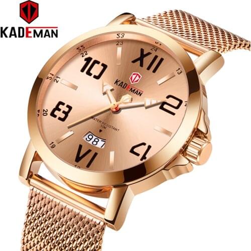 KADEMAN 2021 New Fashion Mens Watch 30m Warterproof Sports Luxury Mesh Steel Men Wristwatch Ultra-thin Relogio Masculino