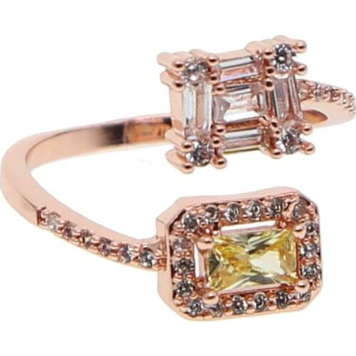 Colorful square cz fashion rings for women 2018 Romantic France european hot selling red blue yellow birthstone finger ring band
