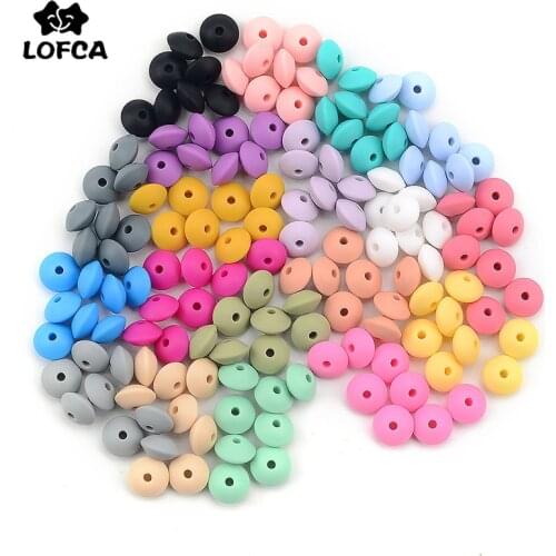 LOFCA 500pcs 12mm Silicone Lentil Beads Baby Teething Beads BPA-Free Food Grade Making Baby Care Pacifier Chain Accessorise