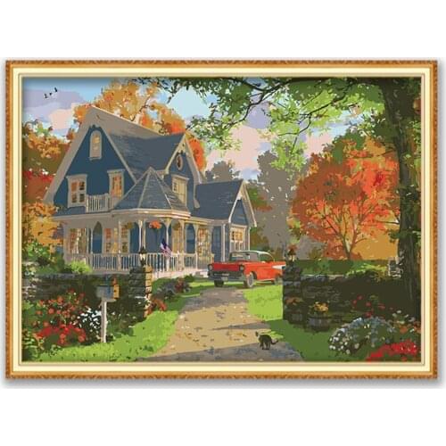 Nature Landscape DIY Embroidery Cross Stitch 11CT Kits Needlework Craft Set Printed Canvas Cotton Thread Home Decoration Room