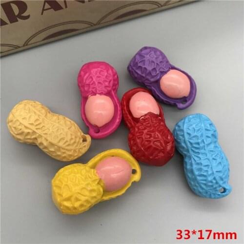 Lets start!set 10pcs,3D resin peanut.mixed colors. food Stereo shokugan Cabochon for phone/key chain decoration,DIY33x17mm