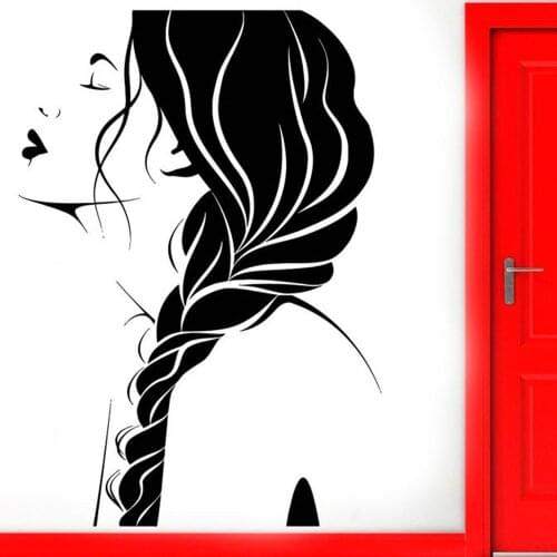 Wall Decal Window Vinyl Sticker Beauty Salon Woman Face Hair Salon Hairstyle Style Fashion Trends Modern Home Decoration C175