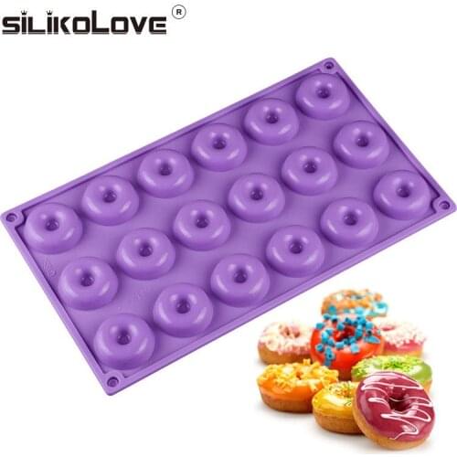 New 18 cavity Mini Donuts Round Shaped Dessert Silicone Mold Chocolate Biscuit Cake Cupcake Molds Doughnut Mould Chocolate Ice