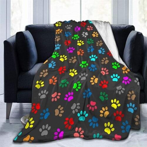 Dog Cat Paws Navajo Cubre Throw Blanket 3D Print Sherpa Super Comfortable Nordic Manta Sonic