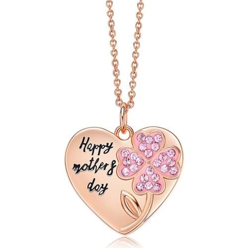 Baffin Romantic Heart Mothers Day Necklace Crystals from Swarovski-Elements For Women Gift Rose Gold Color Chain Girls Jewelry
