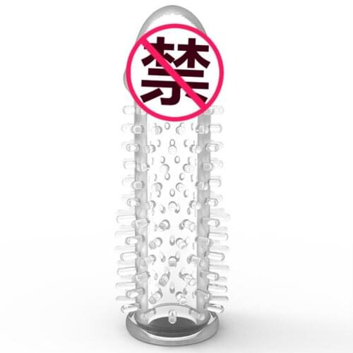 Condom Reusable Penis Sleeve Extender Realistic Silicone Extension Sex Toy for Men Cock Enlarger Sheath Delay S0507