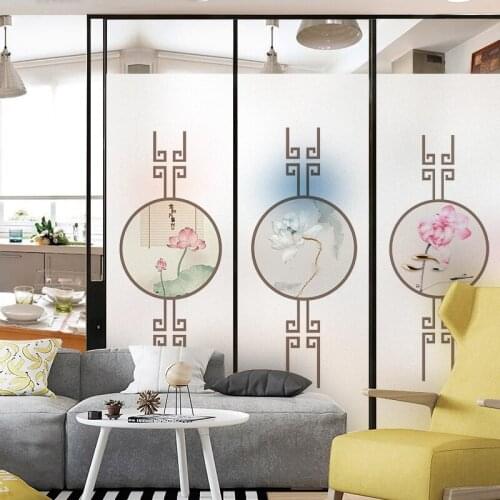 Chinese style simple and modern frosted window glass sticker transparent and opaque bathroom toilet shading electrostatic film