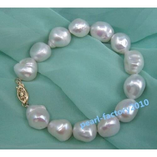 Selling Jewelry>>> NATURAL 10-11MM SOUTH SEA GENUINE baroque WHITE PEARL BRACELET