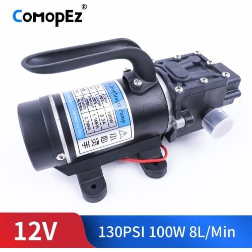 DC 12V 24V 100W 1.1Mpa 130PSI 8.3A 5.5L / Min Water Film High Pressure Self-Priming Pump Automatic Switch Return Pump For Garden