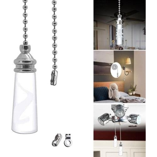 Bathroom Ceiling Light Switch Pull Cord String Crystal Chain Connector Light Shape Metal 90cm With Handle Baseball Decor J1I0