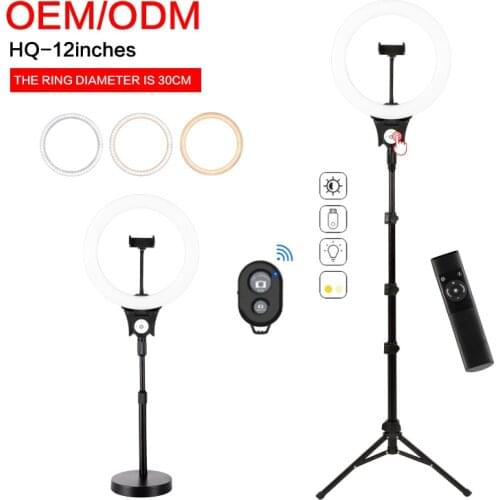12 inch LED Dimmable Tripod Live Mobile Holder 3000K-6000K phone circle big selfie Photography makeup Ring Light
