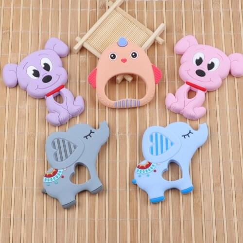 TYRY.HU 1pc Cartoon Animal Silicone Teether Rodents Food Grade Baby Teething Beads Toy Necklace DIY Pacifier Chain baby products