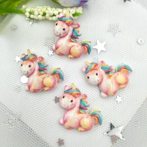 10pcs Unique resin coloured Unicorn Flat Back Figurine Stone Appliques DIY Wedding Scrapbook Decor Home Craft