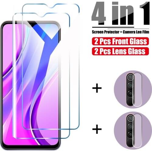 Protective Glass For Xiaomi Redmi 9C NFC 9A Note 9 10 Pro Max 9S 10S Screen Protector Camera Len Film Tempered Glas Note9 Note10