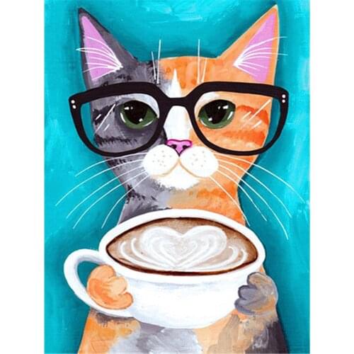 Animal Carton Cat DIY 11CT Cross Stitch Embroidery Kits Craft Needlework Set Printed Canvas Cotton Thread Home Sale