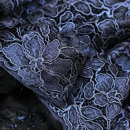 0.5M/lot 150cm wide Exquisite dark blue bronzing heavy industry lace fabric 3D strand embroidery dress skirt dress fabric AC335
