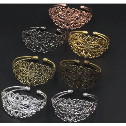1piece 63mm Bracelet Bangle Hair Cuff Bun Cage Filigree Flowers Hair Base Open Ball Bangle Accessories for Jewelry Making DIY
