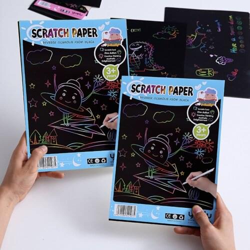 10PCS Colorful Scratch Paper Drawing Pen DIY Creative Painting Paper Childrens Kindergarten Painting Supplies